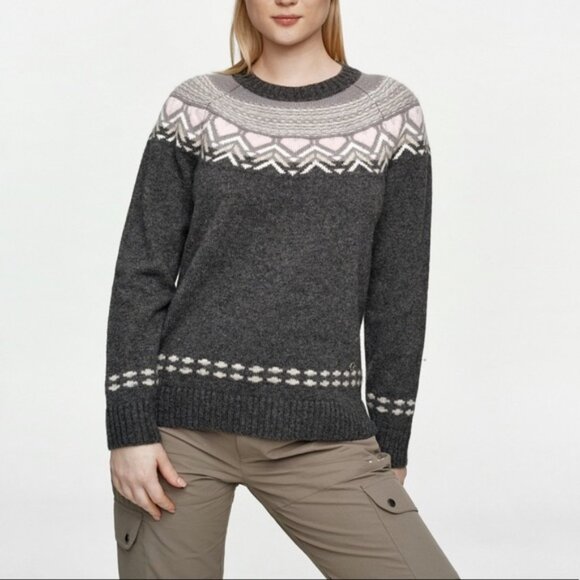 KARI TRAA Grey and Pink Sundve Wool Blend Knit Nordic Pattern Sweater Size Large - Picture 6 of 7